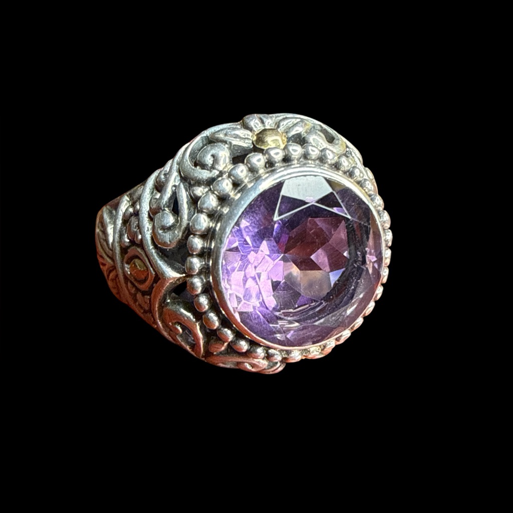 Robert Manse Sterling Silver 18k Gold Amethyst Ring Size 7